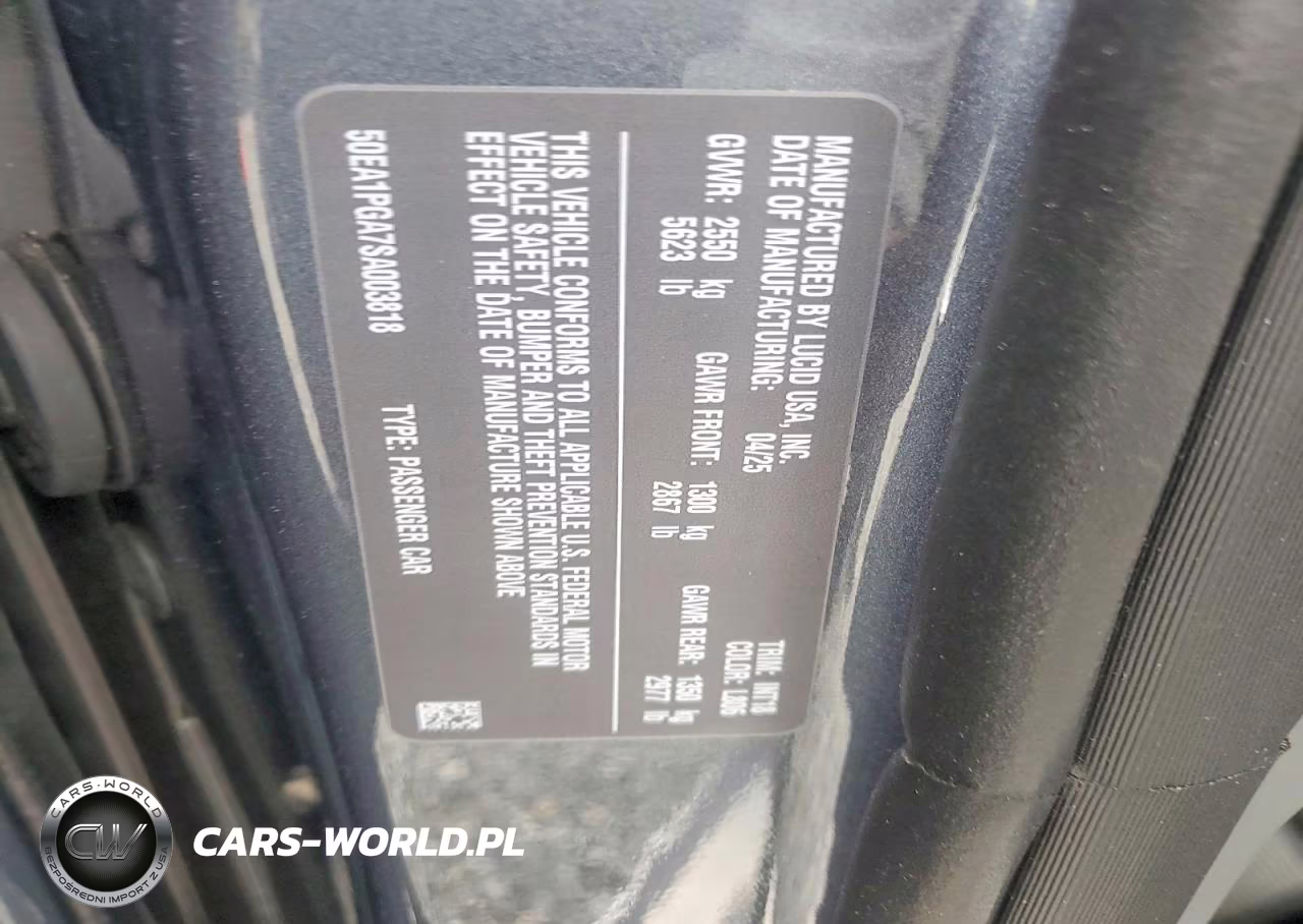 2025 Lucid Motors Air Pure VIN:50EA1PGA7SA003818 - 13