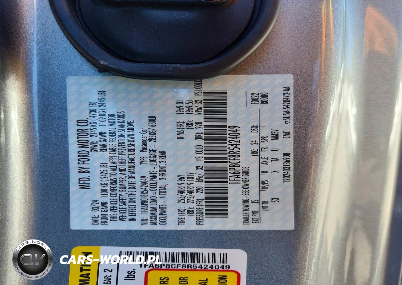 2024 Ford Mustang Gt VIN:1FA6P8CF8R5424049 - 12