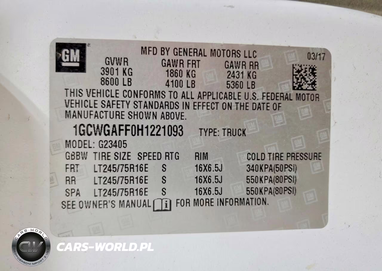 2017 Chevrolet Express G2500 VIN:1GCWGAFF0H1221093 - 13