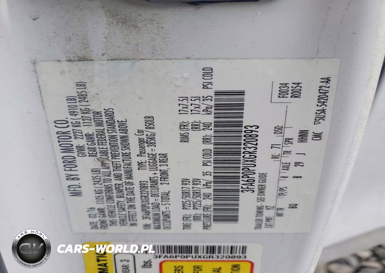 2016 Ford Fusion Se Phev VIN:3FA6P0PUXGR320893 - 12