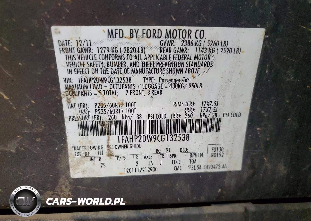 2012 Ford Taurus Se VIN:1FAHP2DW9CG132538 - 12
