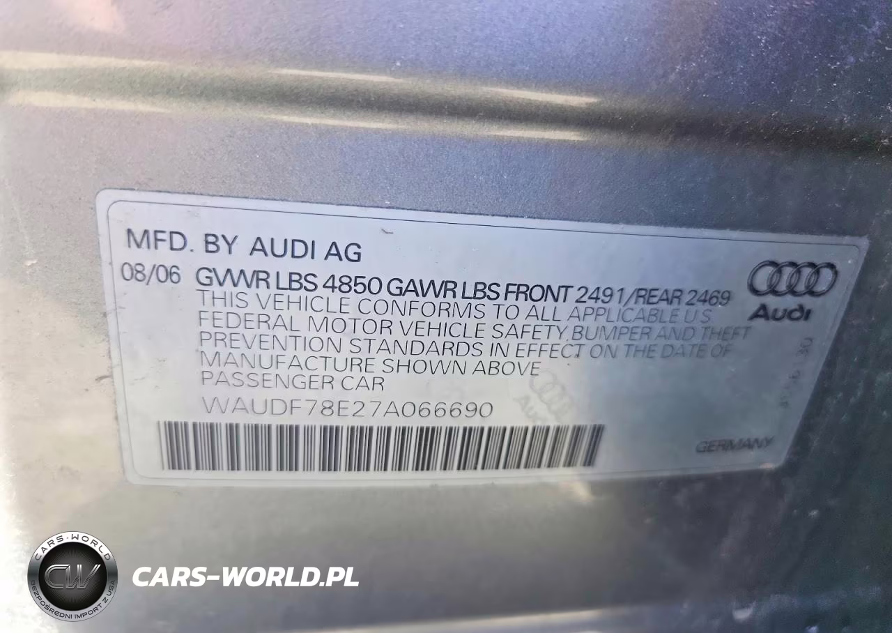 2007 Audi A4 2.0T Quattro VIN:WAUDF78E27A066690 - 12