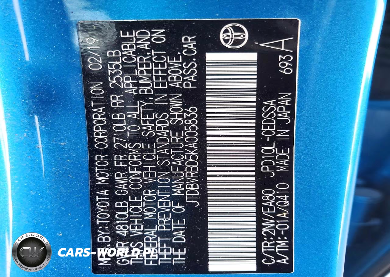 2019 Toyota Mirai Base VIN:JTDBVRBD5KA005836 - 12