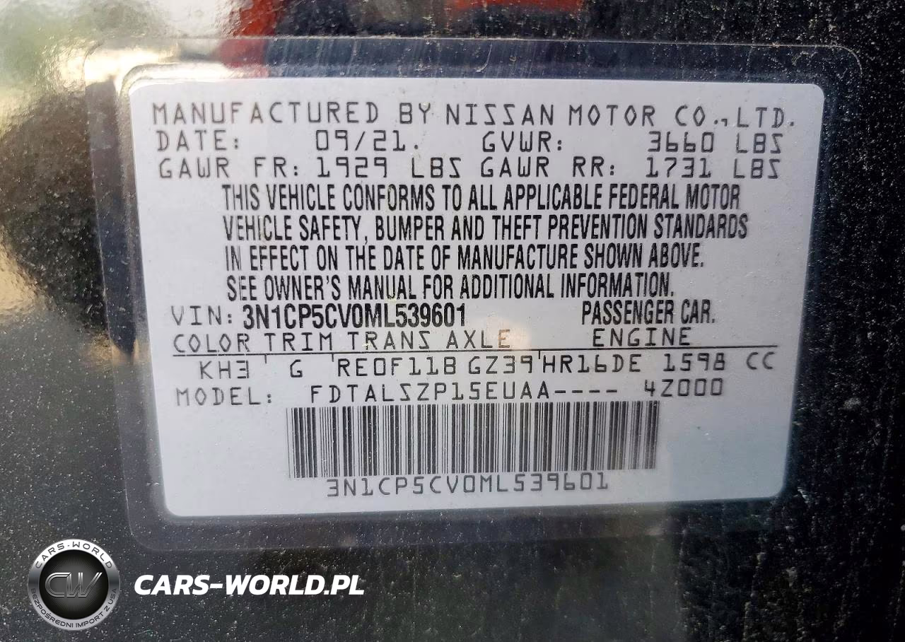 2021 Nissan Kicks Sv VIN:3N1CP5CV0ML539601 - 12
