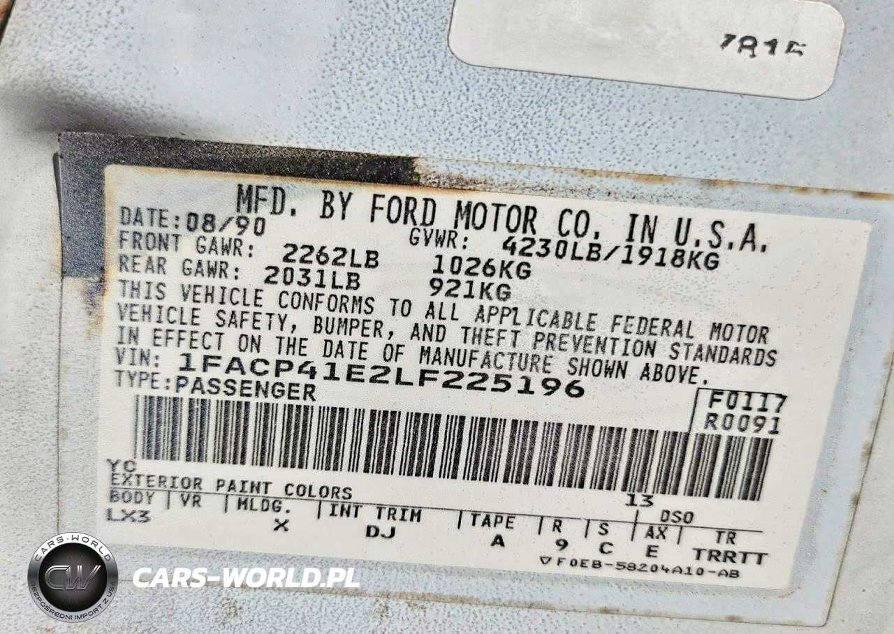 1990 Ford Mustang Lx VIN:1FACP41E2LF225196 - 10