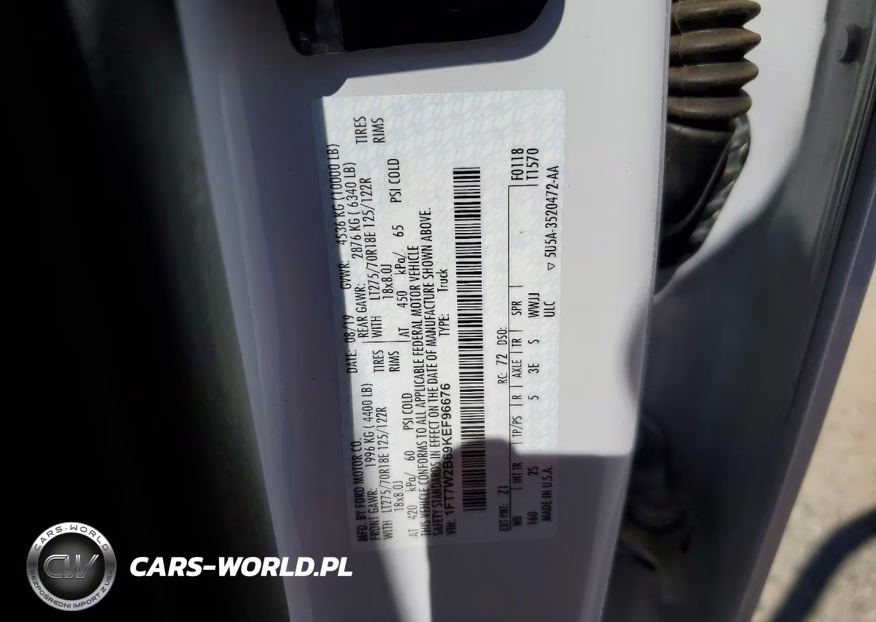 2019 Ford F250 Super Duty VIN:1FT7W2B69KEF96676 - 12