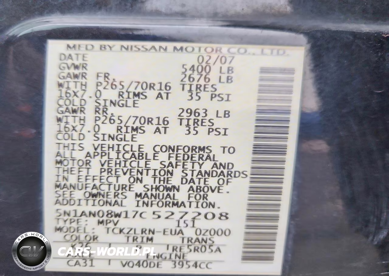 2007 Nissan Xterra Off Road-S-Se VIN:5N1AN08W17C527208 - 14