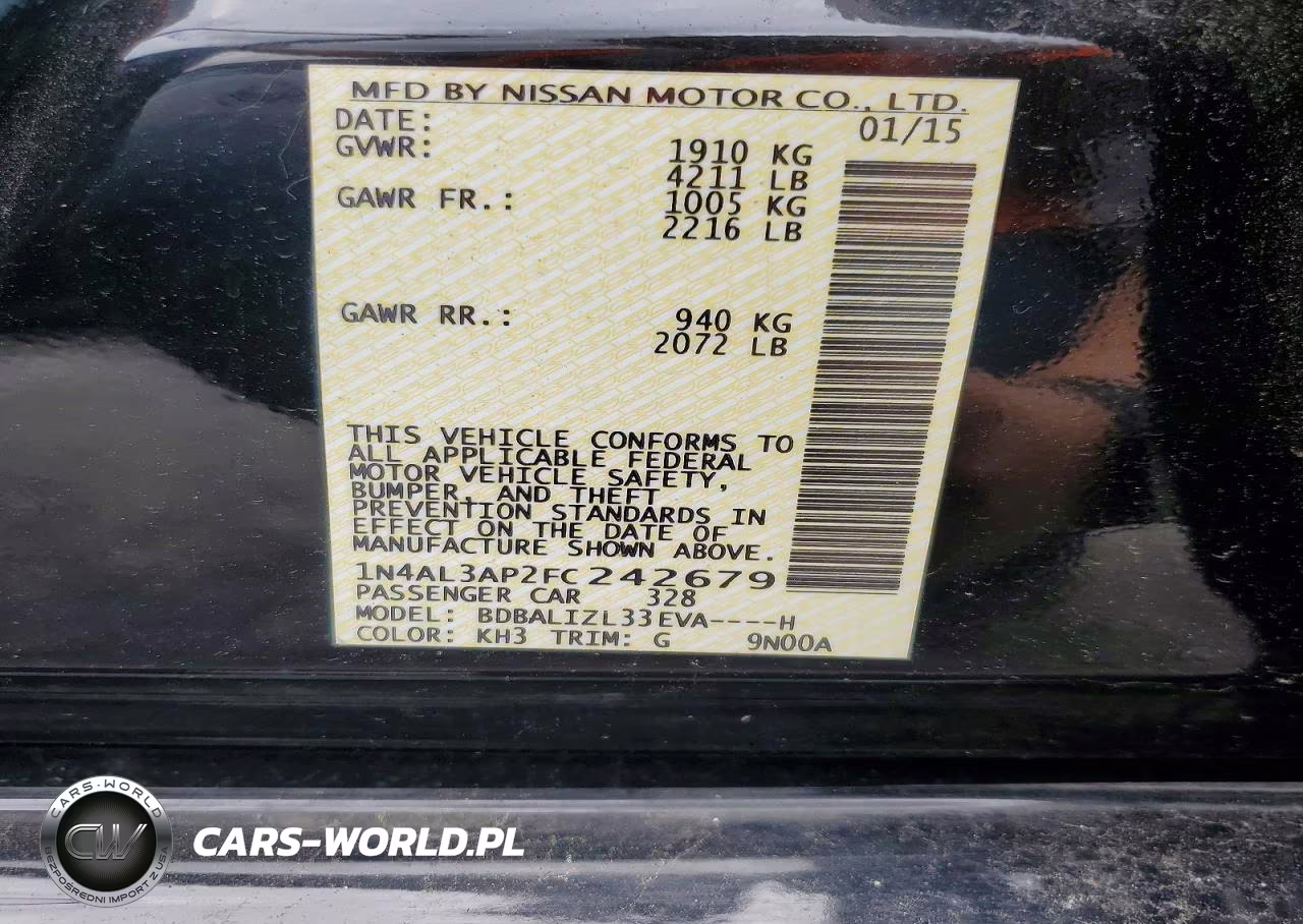 2015 Nissan Altima 2.5 Sv VIN:1N4AL3AP2FC242679 - 12
