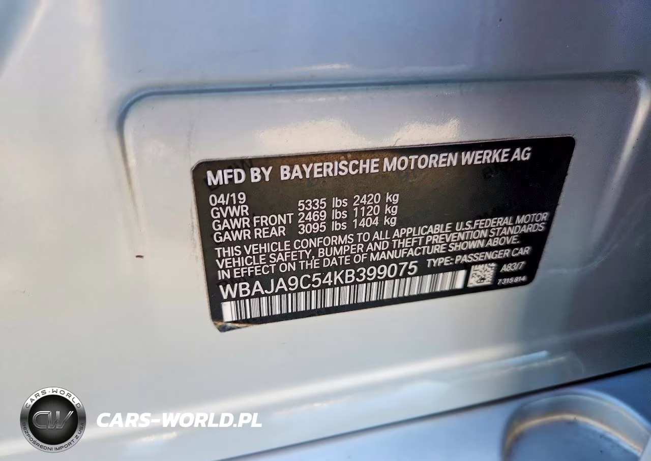 2019 BMW 530E VIN:WBAJA9C54KB399075 - 12