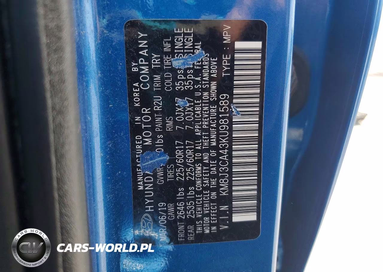2019 Hyundai Tucson Value VIN:KM8J3CA43KU981589 - 12