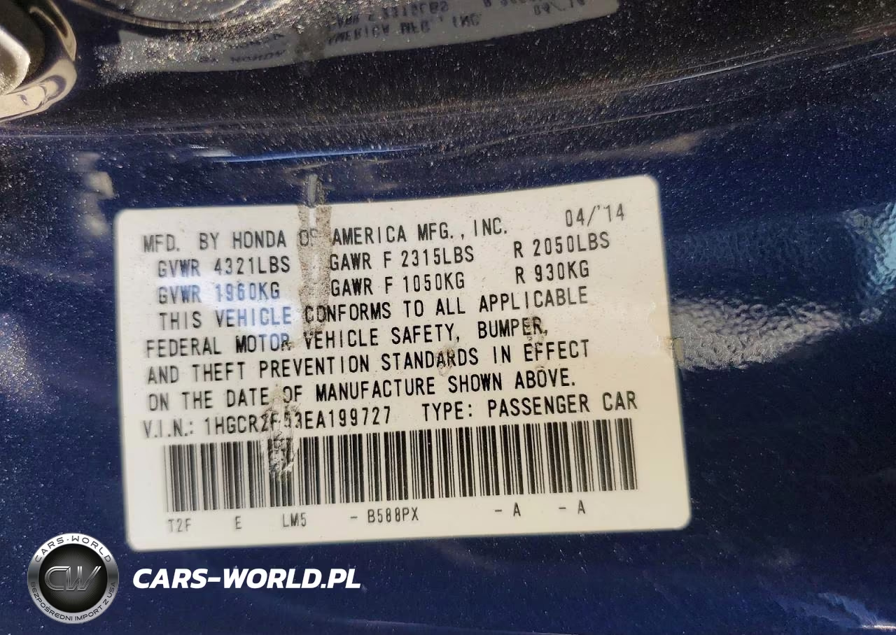 2014 Honda Accord Sport VIN:1HGCR2F53EA199727 - 12
