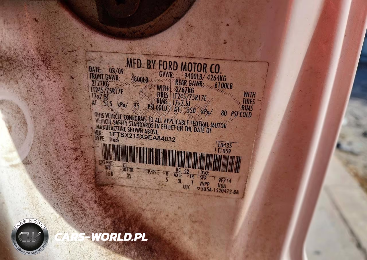 2009 Ford F250 Super Duty VIN:1FTSX215X9EA84032 - 12