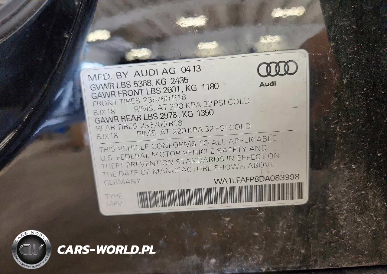 2013 Audi Q5 VIN:WA1LFAFP8DA083998 - 13
