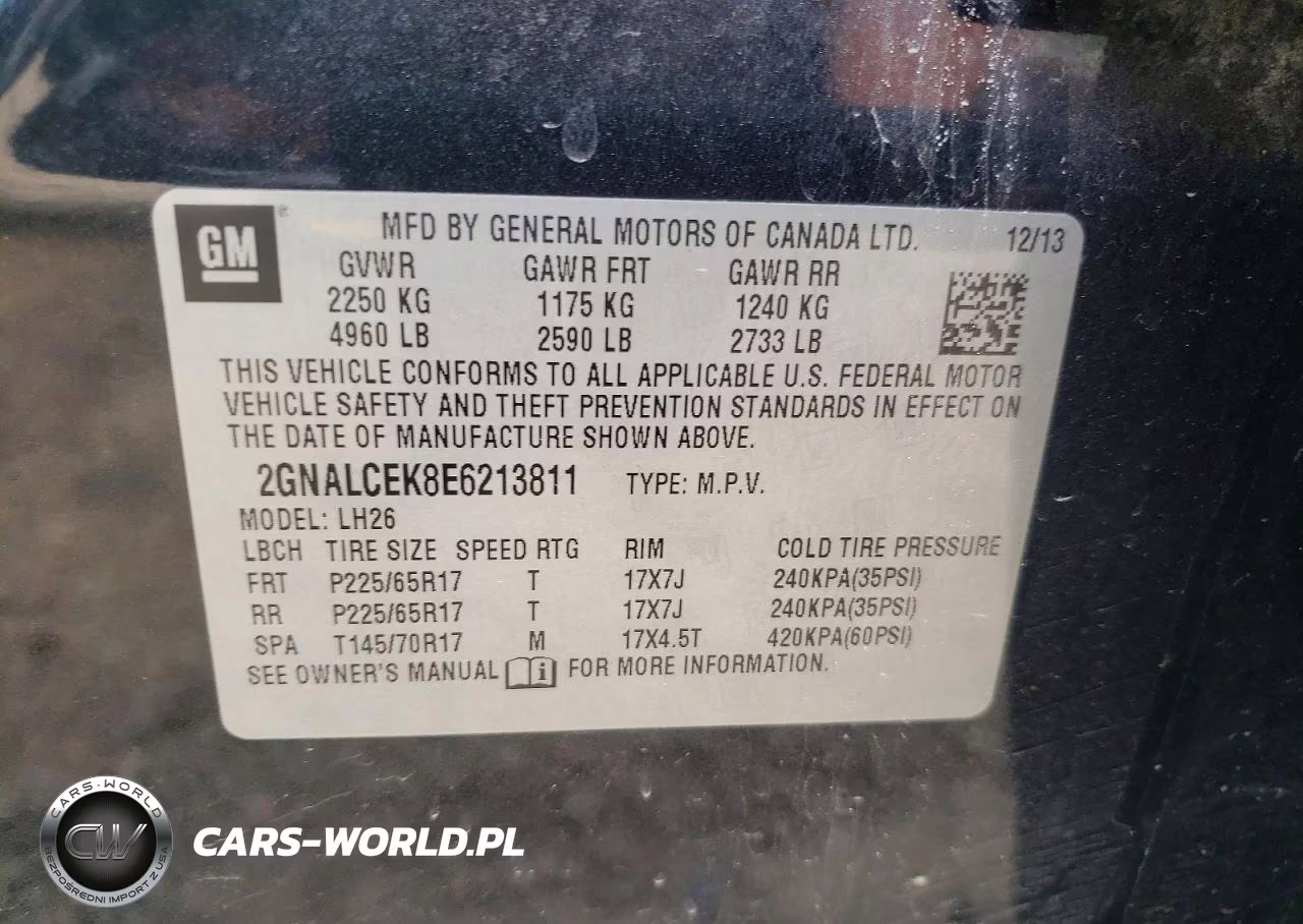 2014 Chevrolet Equinox Lt VIN:2GNALCEK8E6213811 - 13