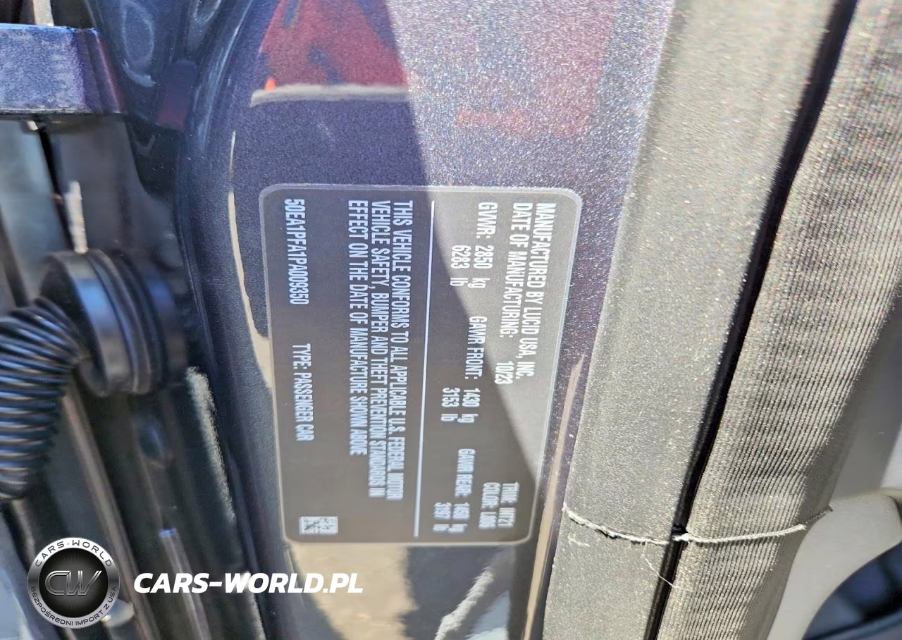 2023 Lucid Motors Air Pure VIN:50EA1PFA1PA009350 - 12