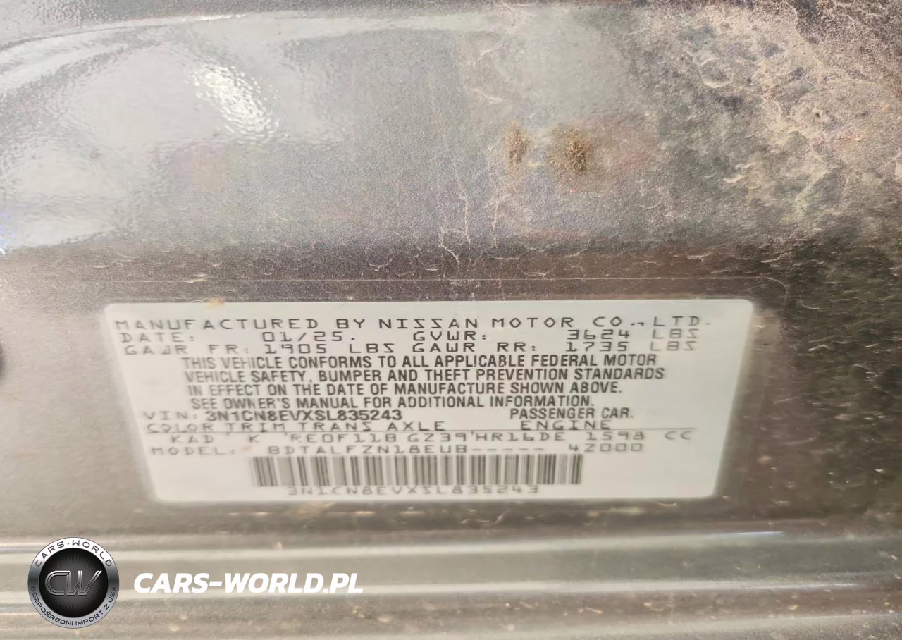 2025 Nissan Versa Sv VIN:3N1CN8EVXSL835243 - 13