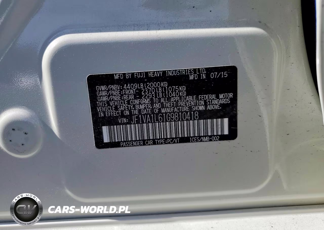 2016 Subaru Wrx Limited VIN:JF1VA1L61G9810418 - 12