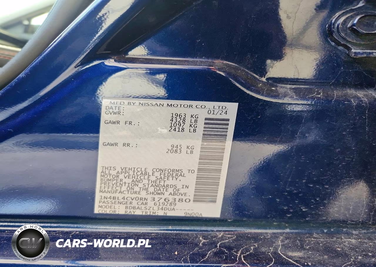 2024 Nissan Altima Sr VIN:1N4BL4CV0RN376380 - 13