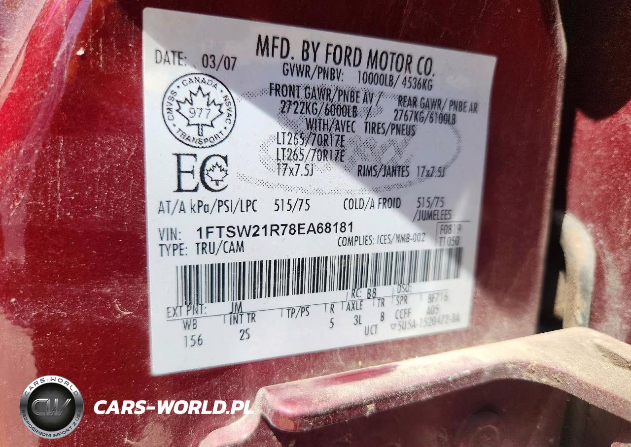 2008 Ford F250 Super Duty VIN:1FTSW21R78EA68181 - 12