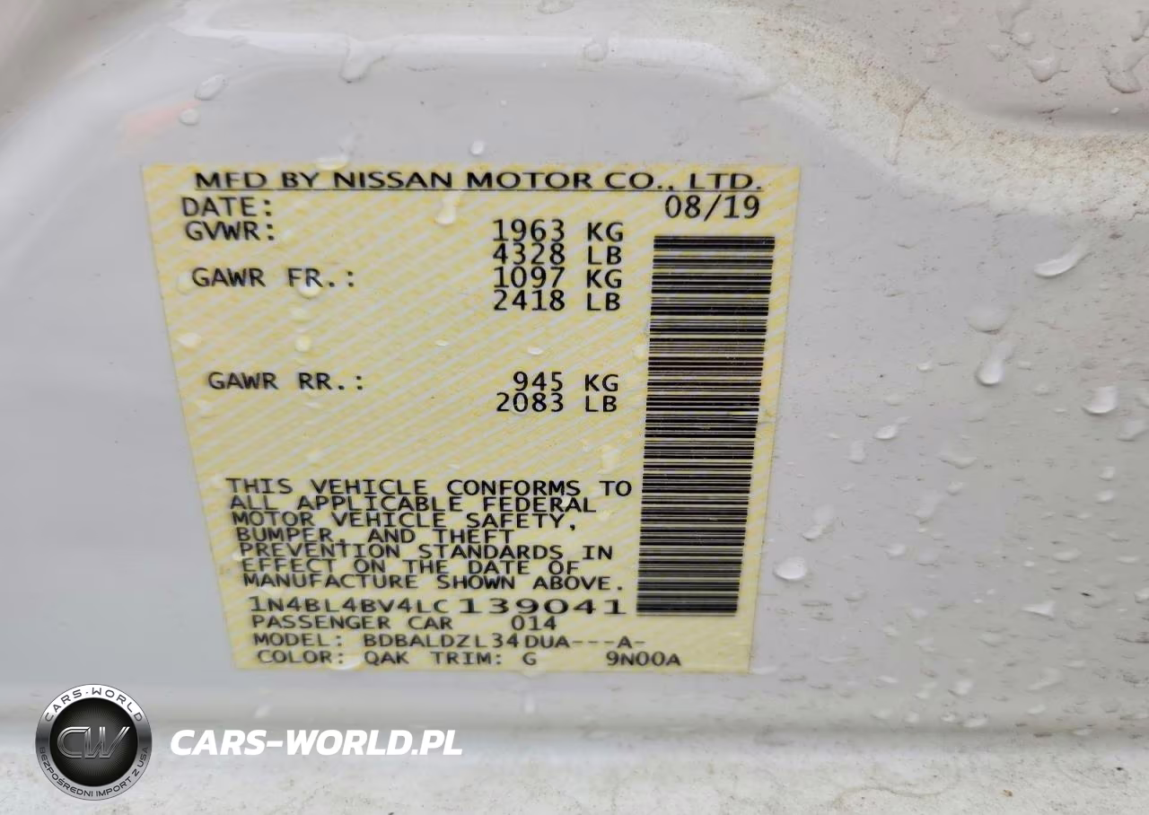 2020 Nissan Altima S VIN:1N4BL4BV4LC139041 - 12