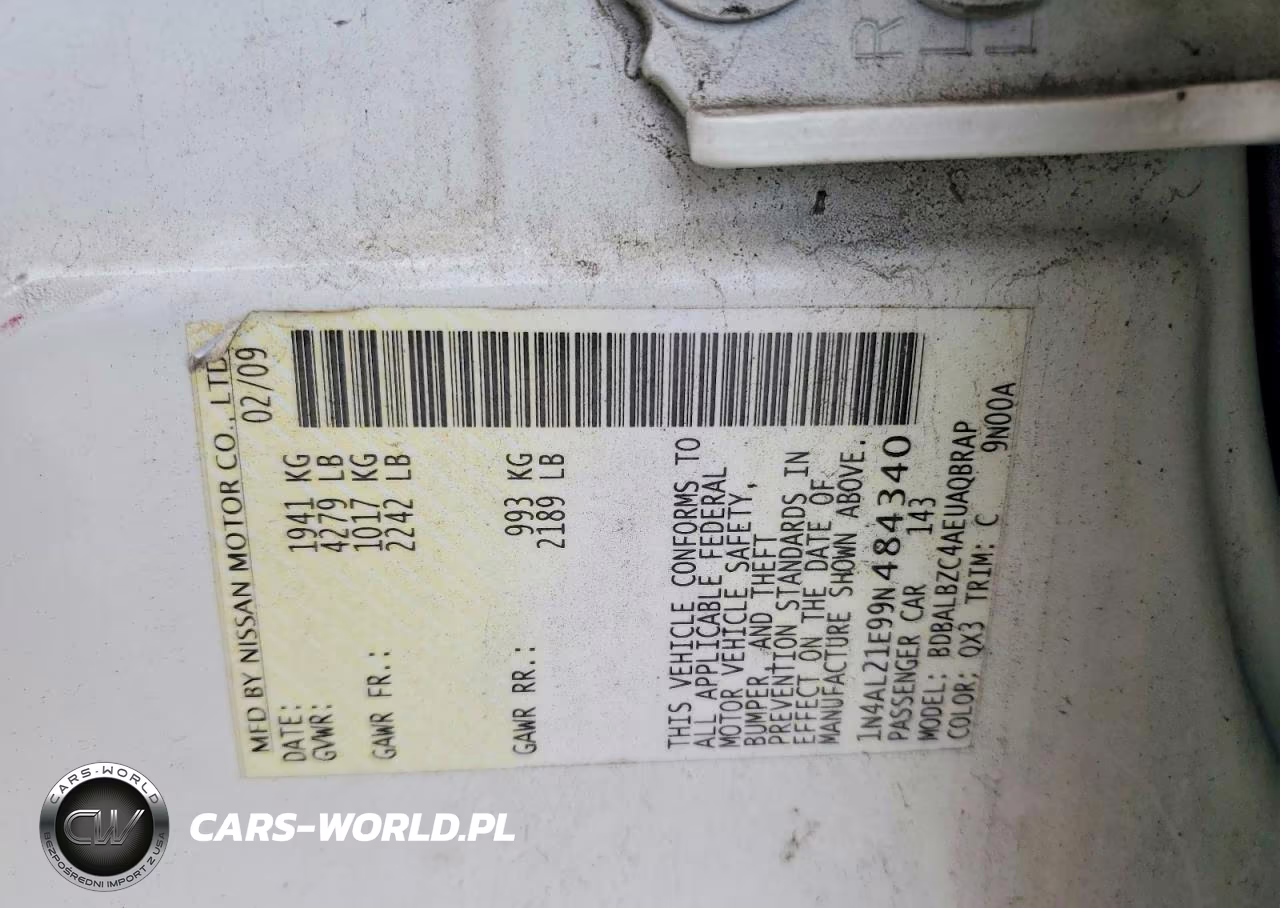 2009 Nissan Altima 2.5 VIN:1N4AL21E99N484340 - 12