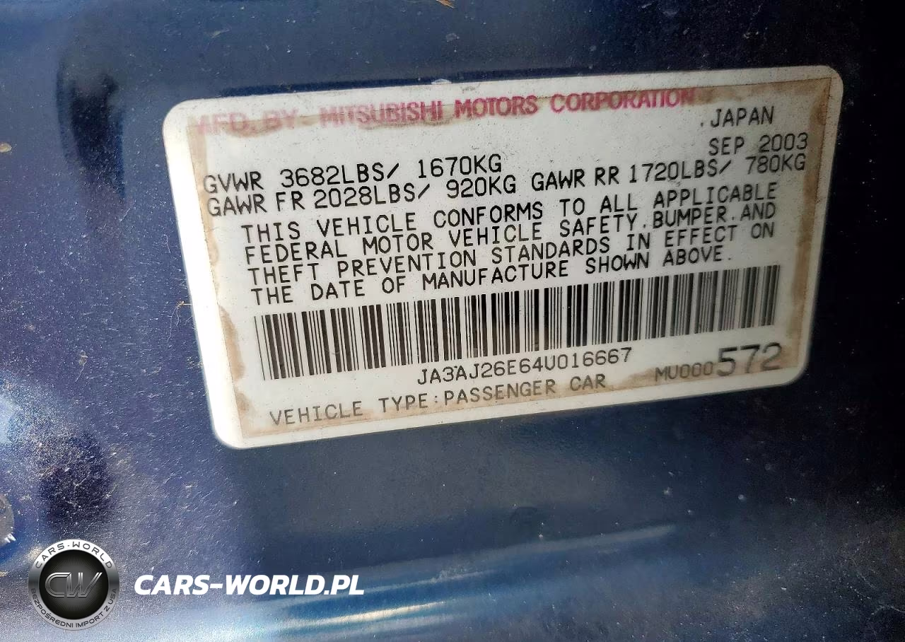 2004 Mitsubishi Lancer Es VIN:JA3AJ26E64U016667 - 12