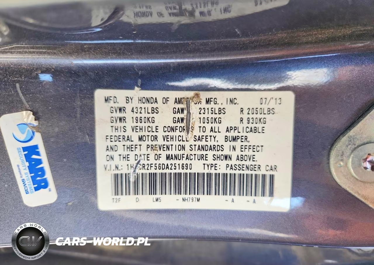 2013 Honda Accord Sport VIN:1HGCR2F56DA251690 - 13