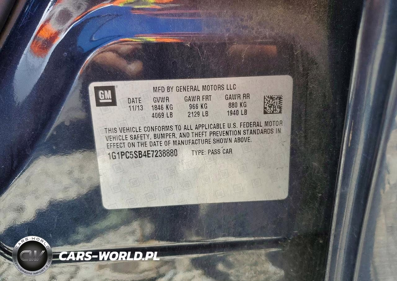 2014 Chevrolet Cruze Lt VIN:1G1PC5SB4E7238880 - 12