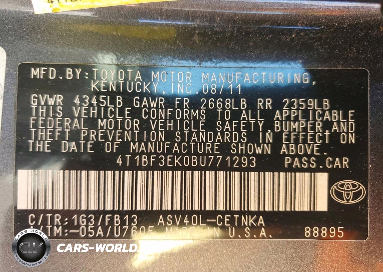 2011 Toyota Camry Le VIN:4T1BF3EK0BU771293 - 12