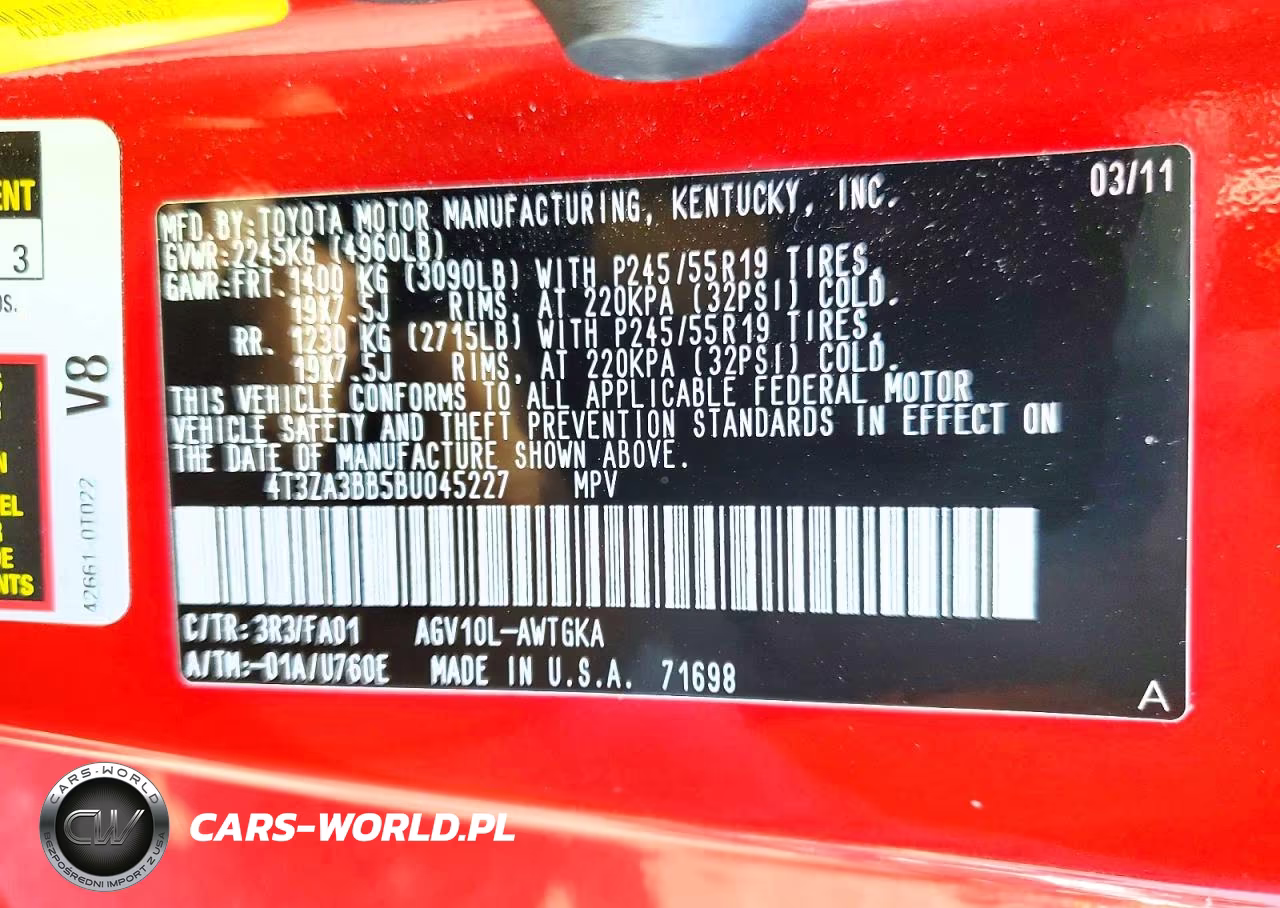 2011 Toyota Venza Fwd 4Cyl VIN:4T3ZA3BB5BU045227 - 12