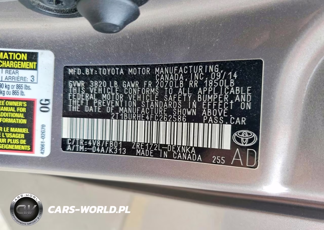 2015 Toyota Corolla Le VIN:2T1BURHE4FC262586 - 12