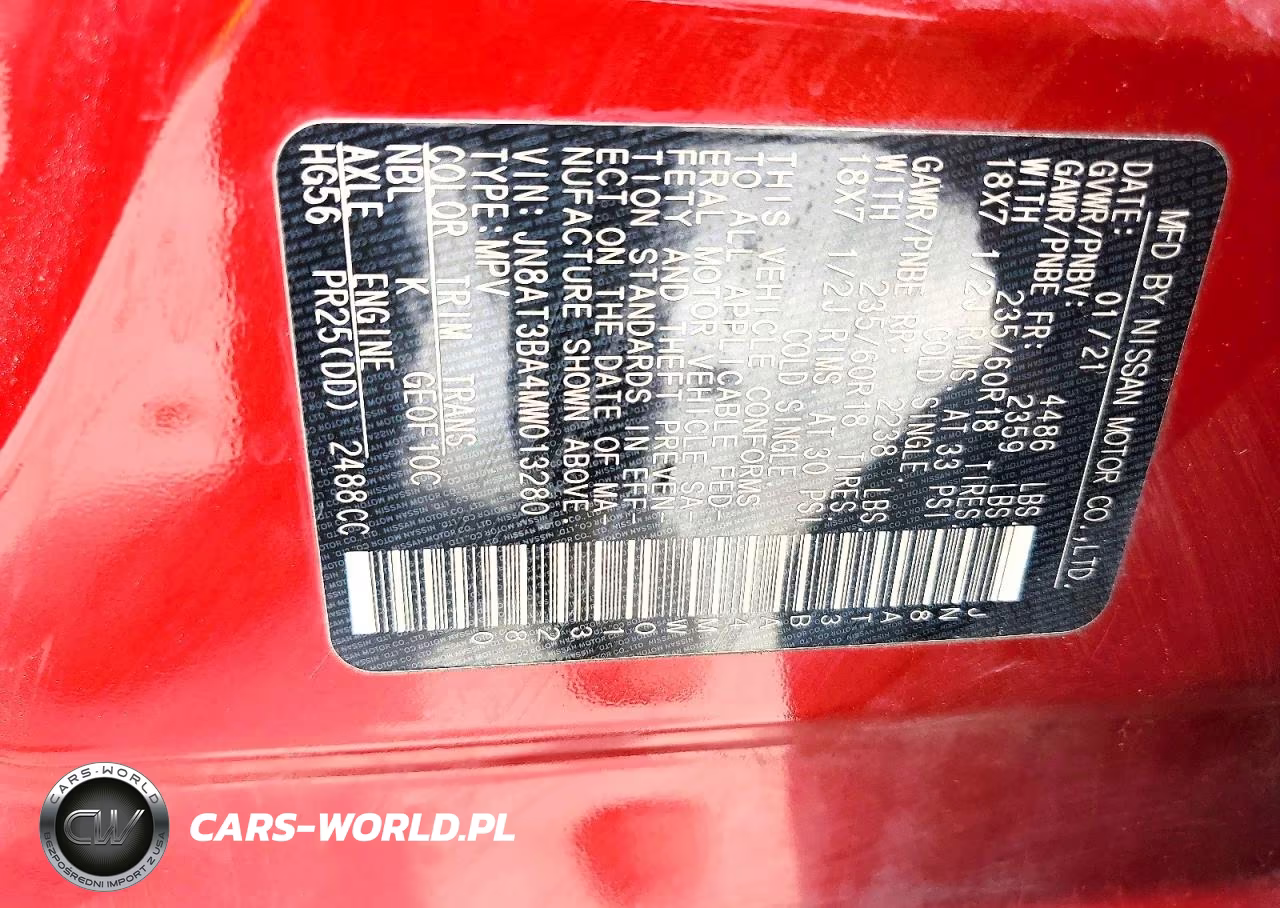 2021 Nissan Rogue Sv VIN:JN8AT3BA4MW013280 - 13
