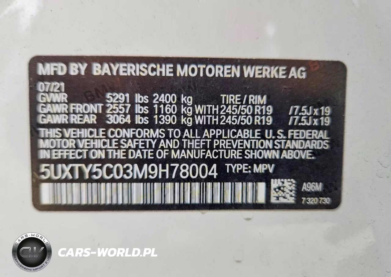 2021 BMW X3 xDrive30I VIN:5UXTY5C03M9H78004 - 14
