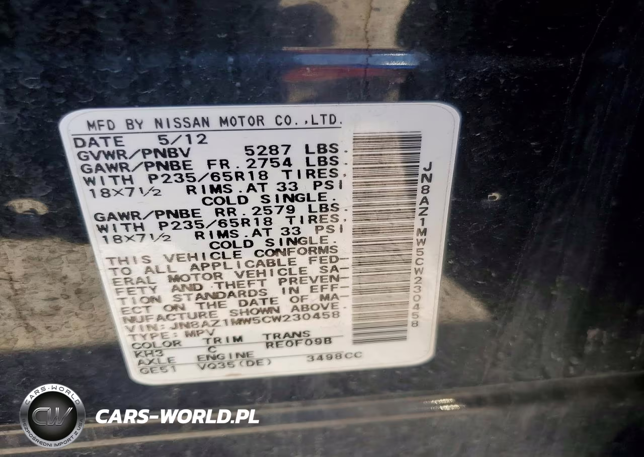 2012 Nissan Murano S VIN:JN8AZ1MW5CW230458 - 12