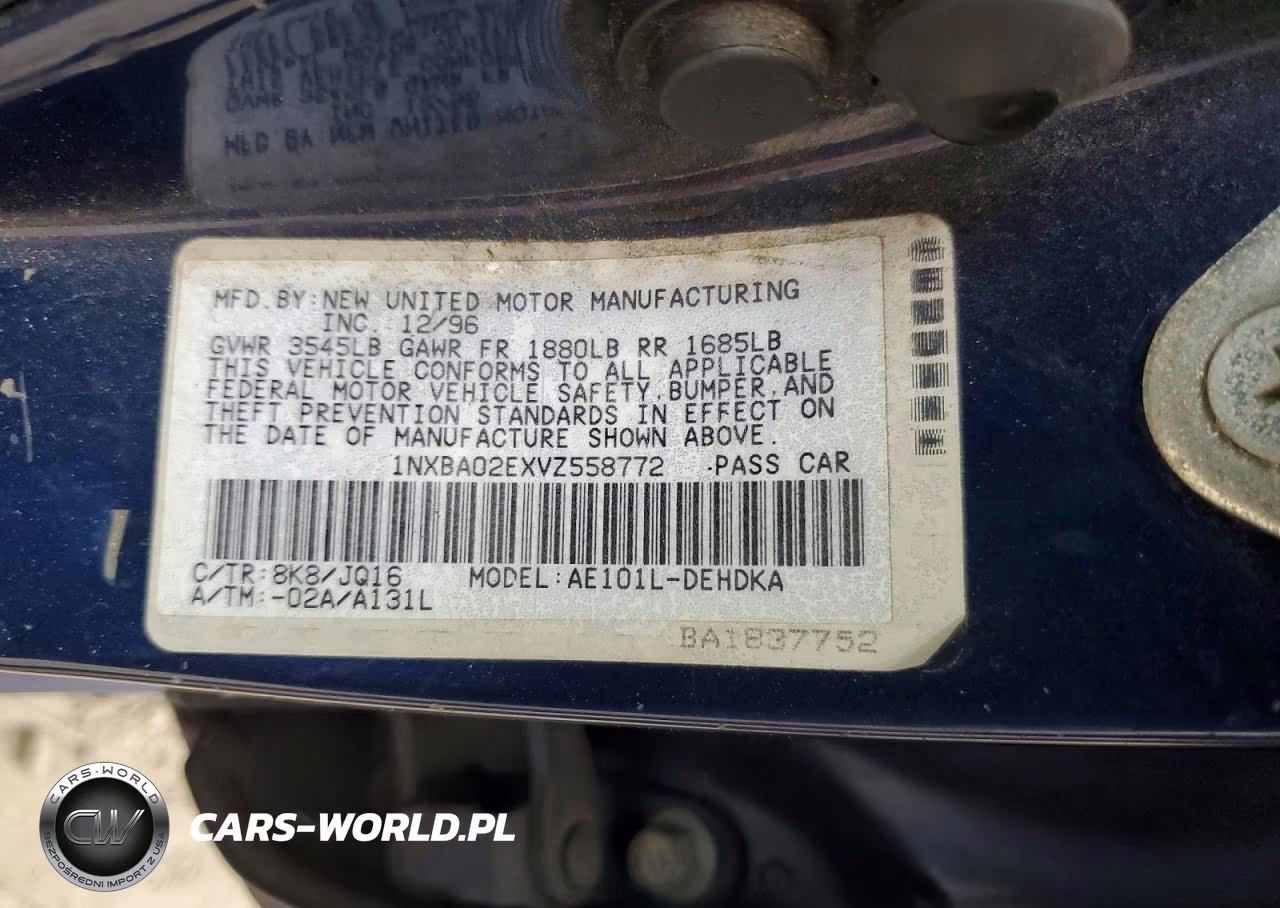 1997 Toyota Corolla Base VIN:1NXBA02EXVZ558772 - 12