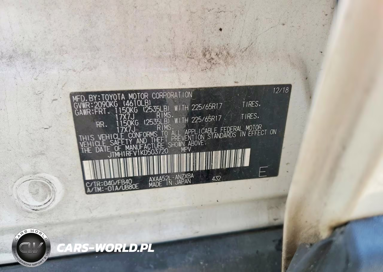 2019 Toyota Rav4 Le VIN:JTMH1RFV1KD503720 - 13