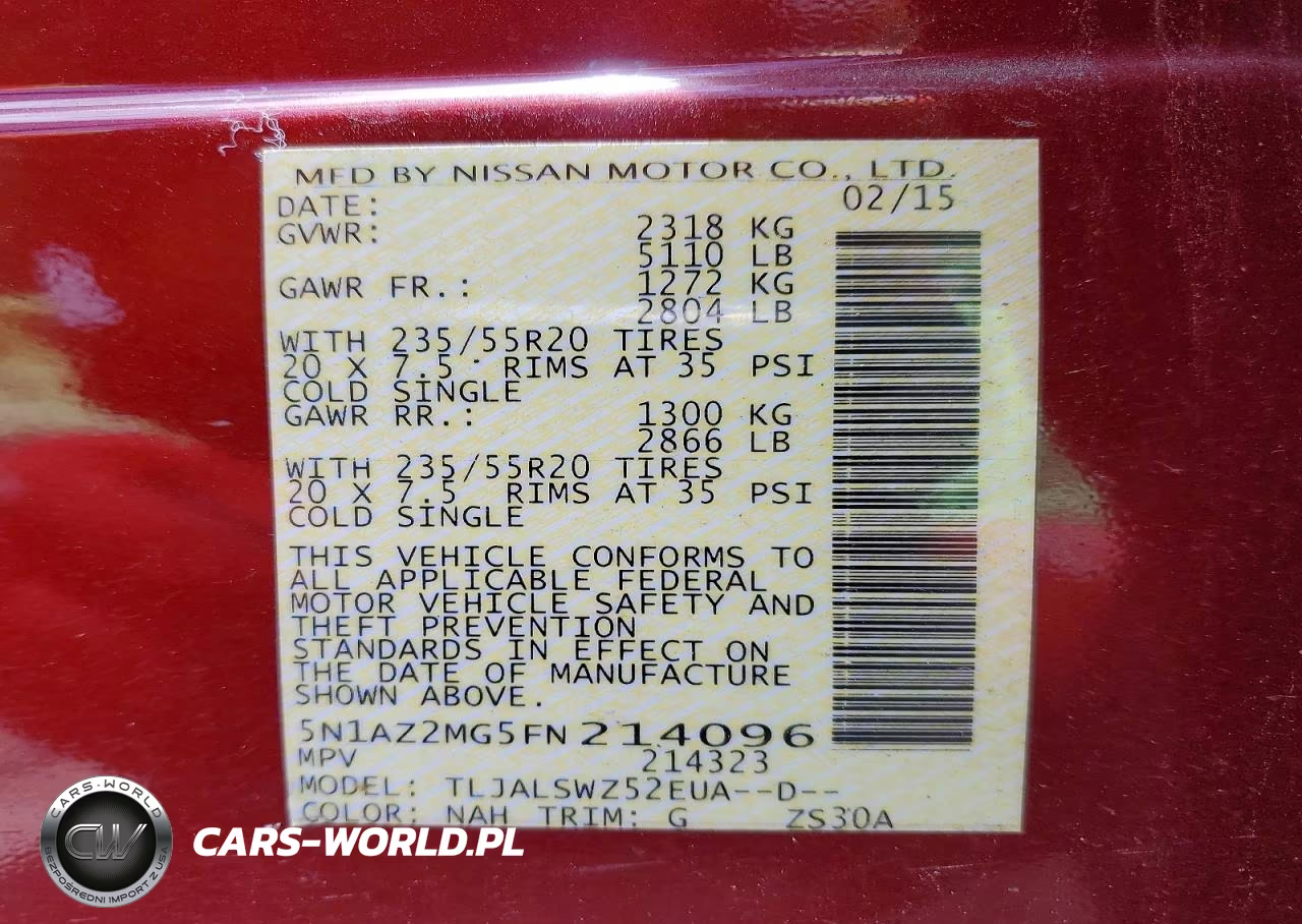 2015 Nissan Murano Platinum VIN:5N1AZ2MG5FN214096 - 14