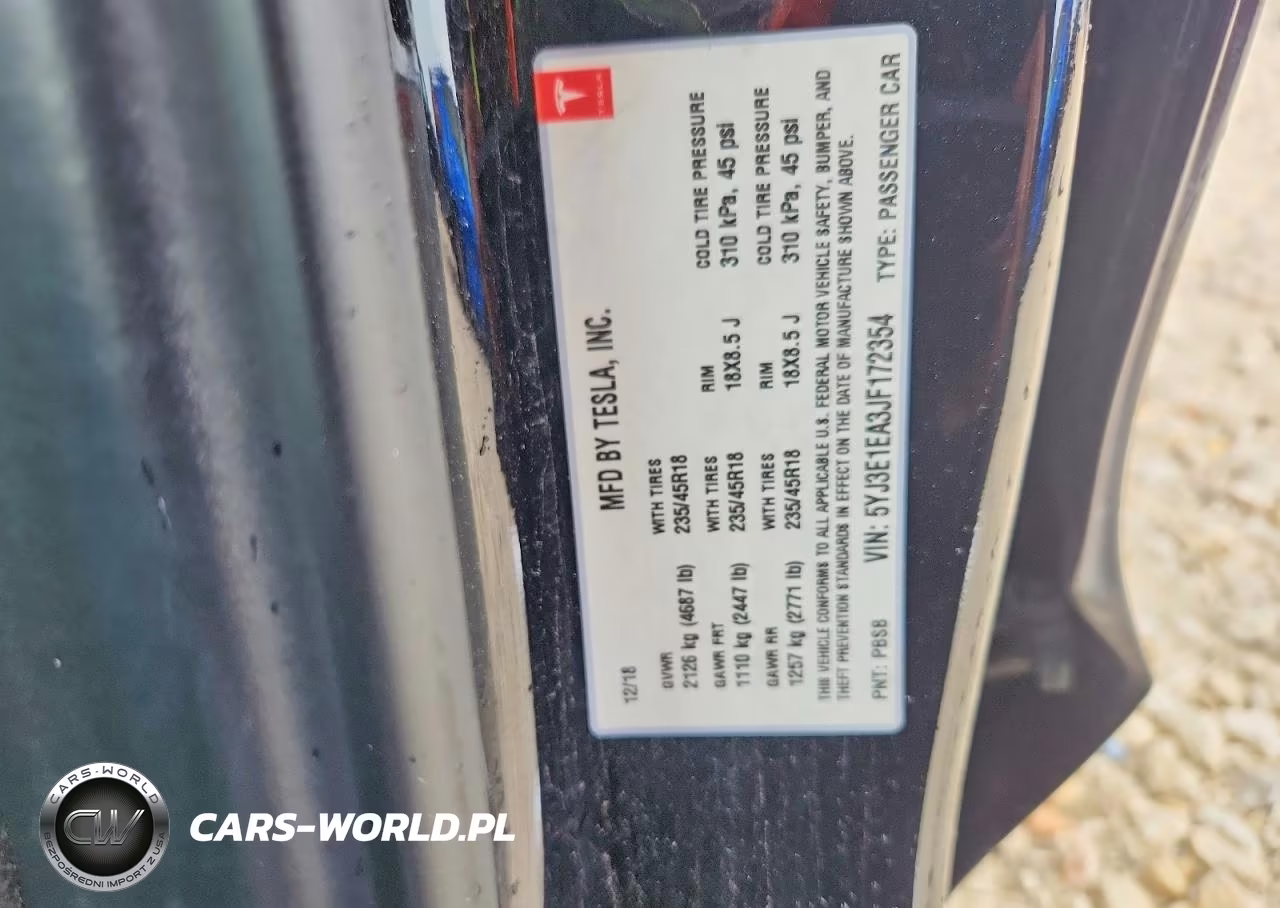 2018 Tesla Model 3 VIN:5YJ3E1EA3JF172354 - 12