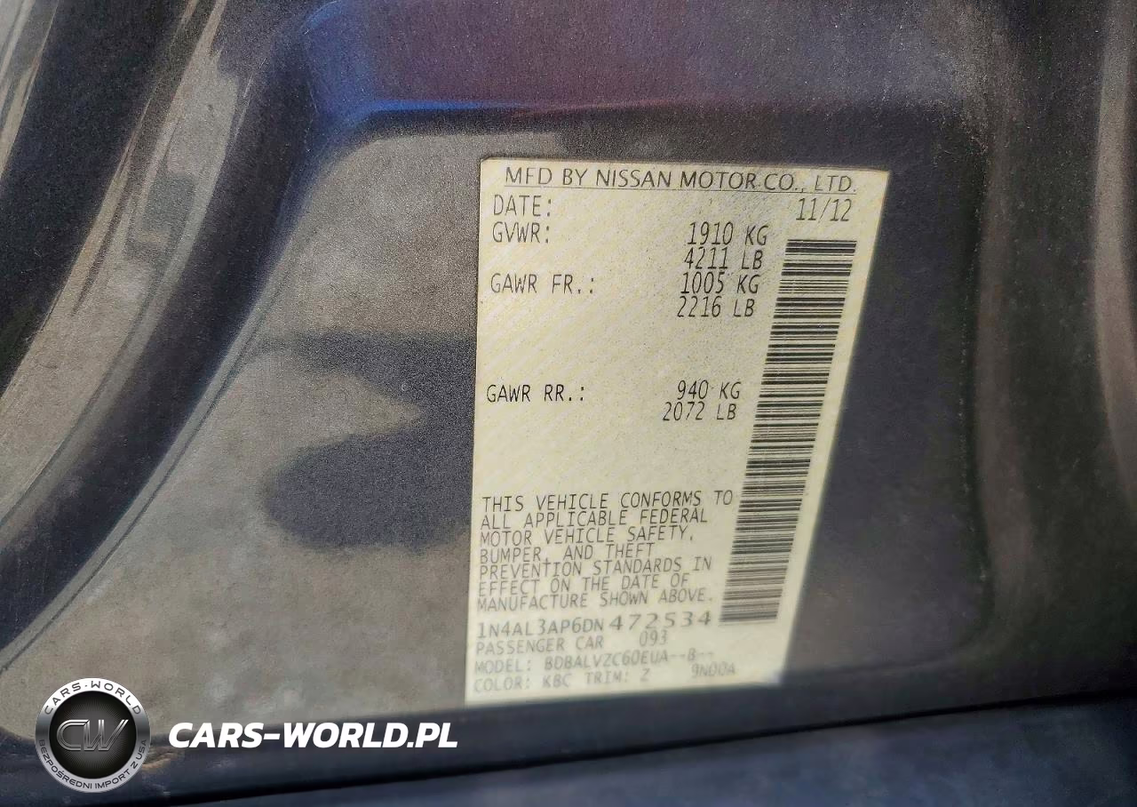 2013 Nissan Altima 2.5 VIN:1N4AL3AP6DN472534 - 12
