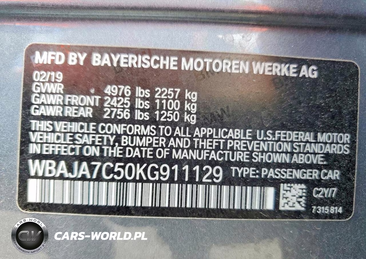 2019 BMW 530 Xi VIN:WBAJA7C50KG911129 - 12