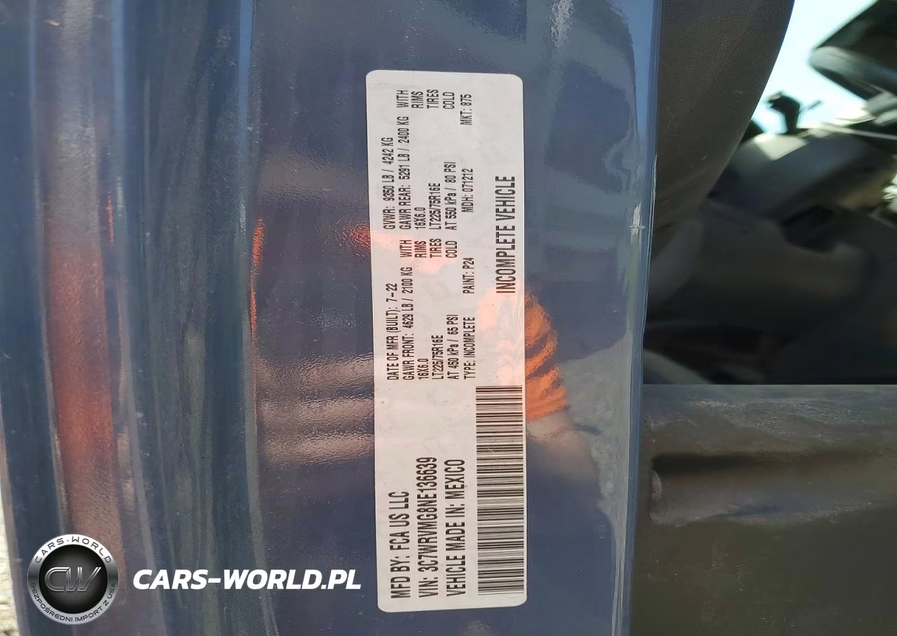 2022 Ram Promaster 3500 Delivery Truck VIN:3C7WRVMG8NE136639 - 13