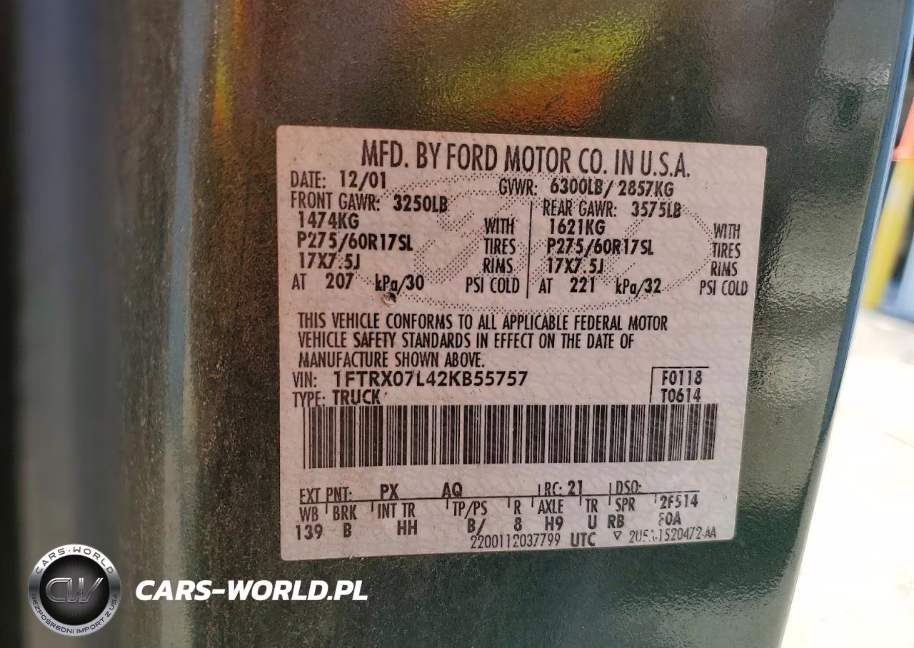 2002 Ford F150 VIN:1FTRX07L42KB55757 - 13
