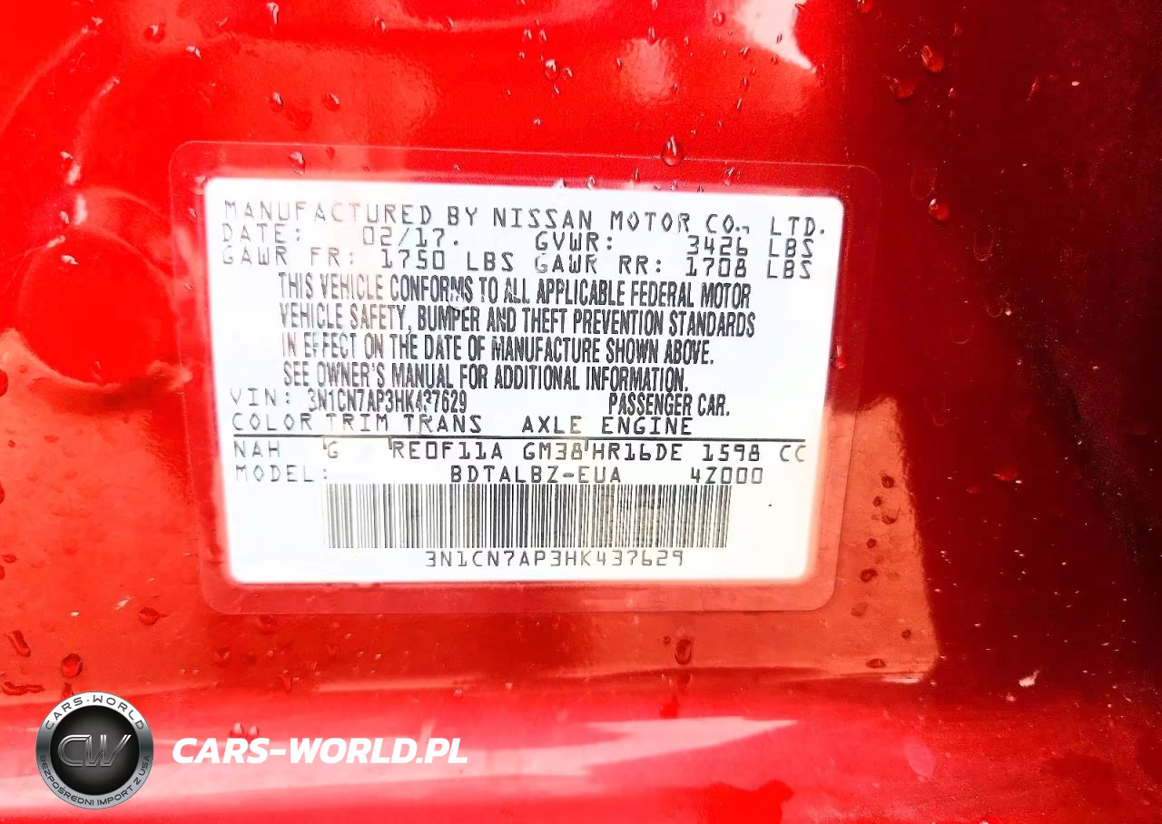 2017 Nissan Versa 1.6 Sv VIN:3N1CN7AP3HK437629 - 12