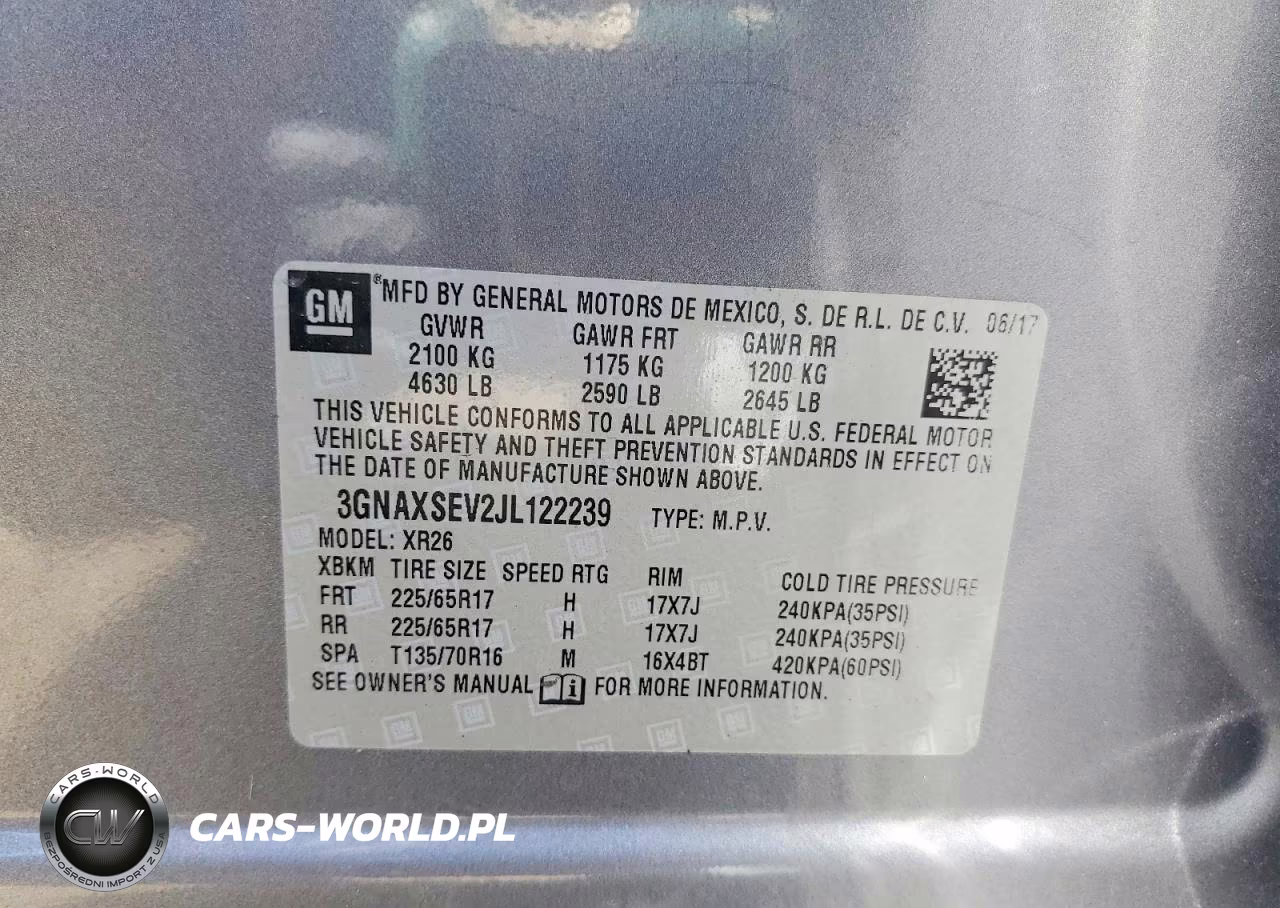 2018 Chevrolet Equinox Lt VIN:3GNAXSEV2JL122239 - 13