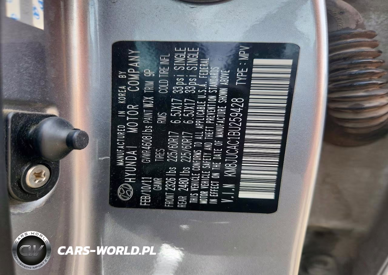 2011 Hyundai Tucson Gls VIN:KM8JUCAC1BU259428 - 13