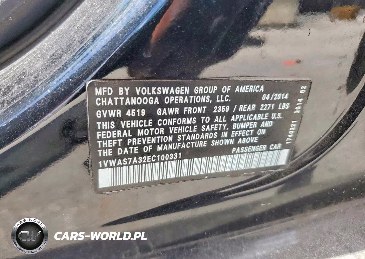 2014 Volkswagen Passat S VIN:1VWAS7A32EC100331 - 12