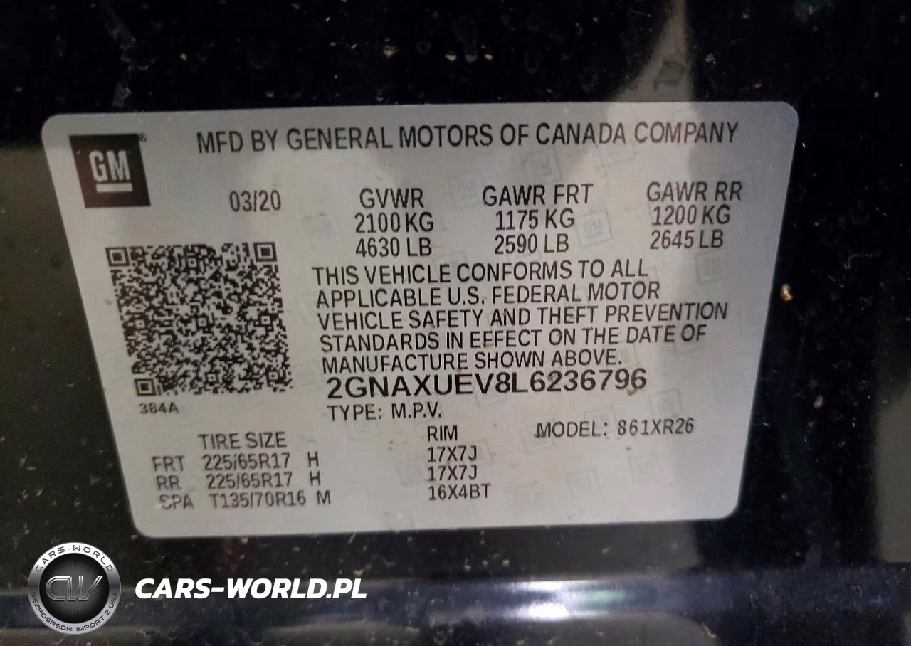 2020 Chevrolet Equinox Lt VIN:2GNAXUEV8L6236796 - 14