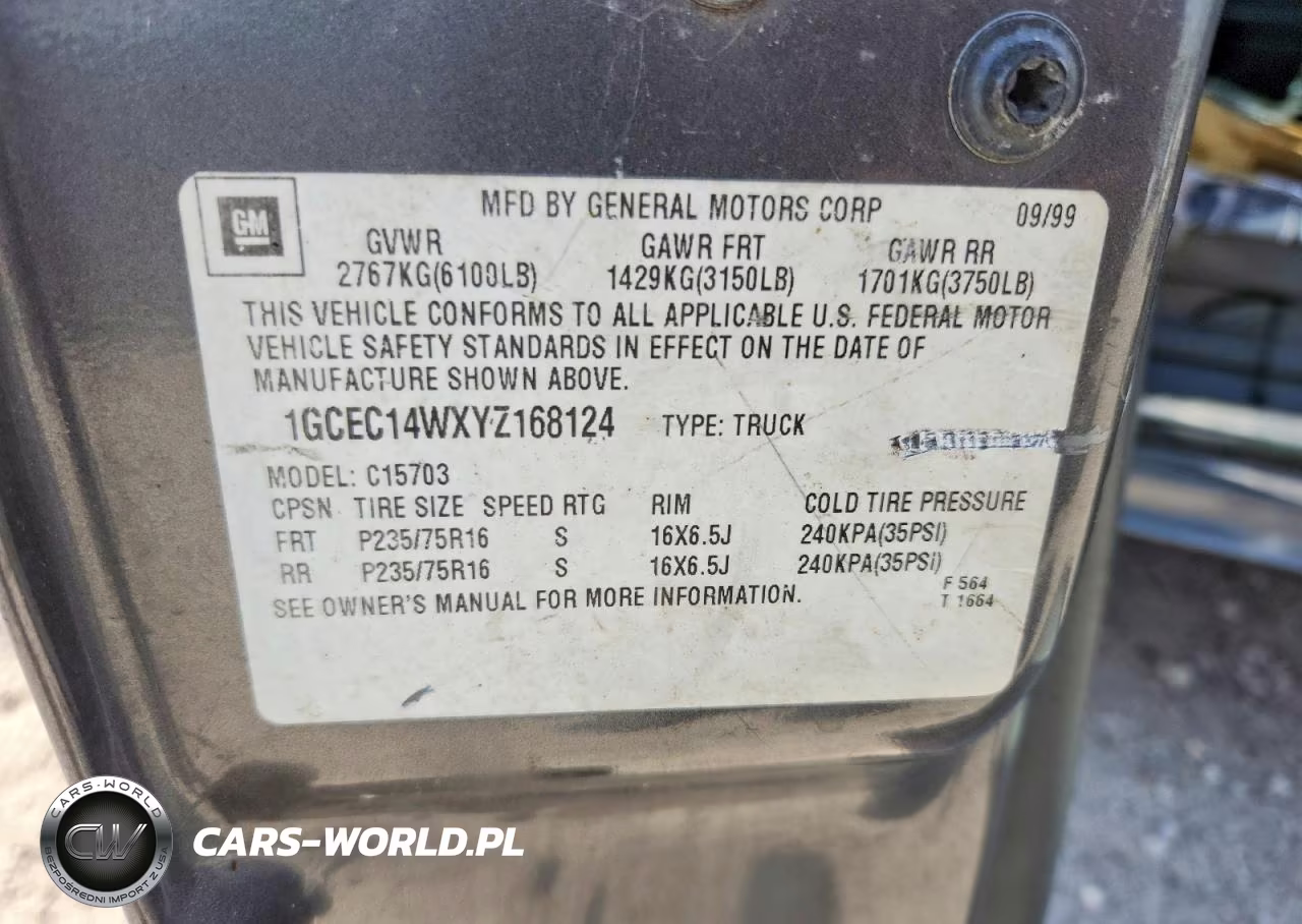 2000 Chevrolet Silverado C1500 VIN:1GCEC14WXYZ168124 - 13