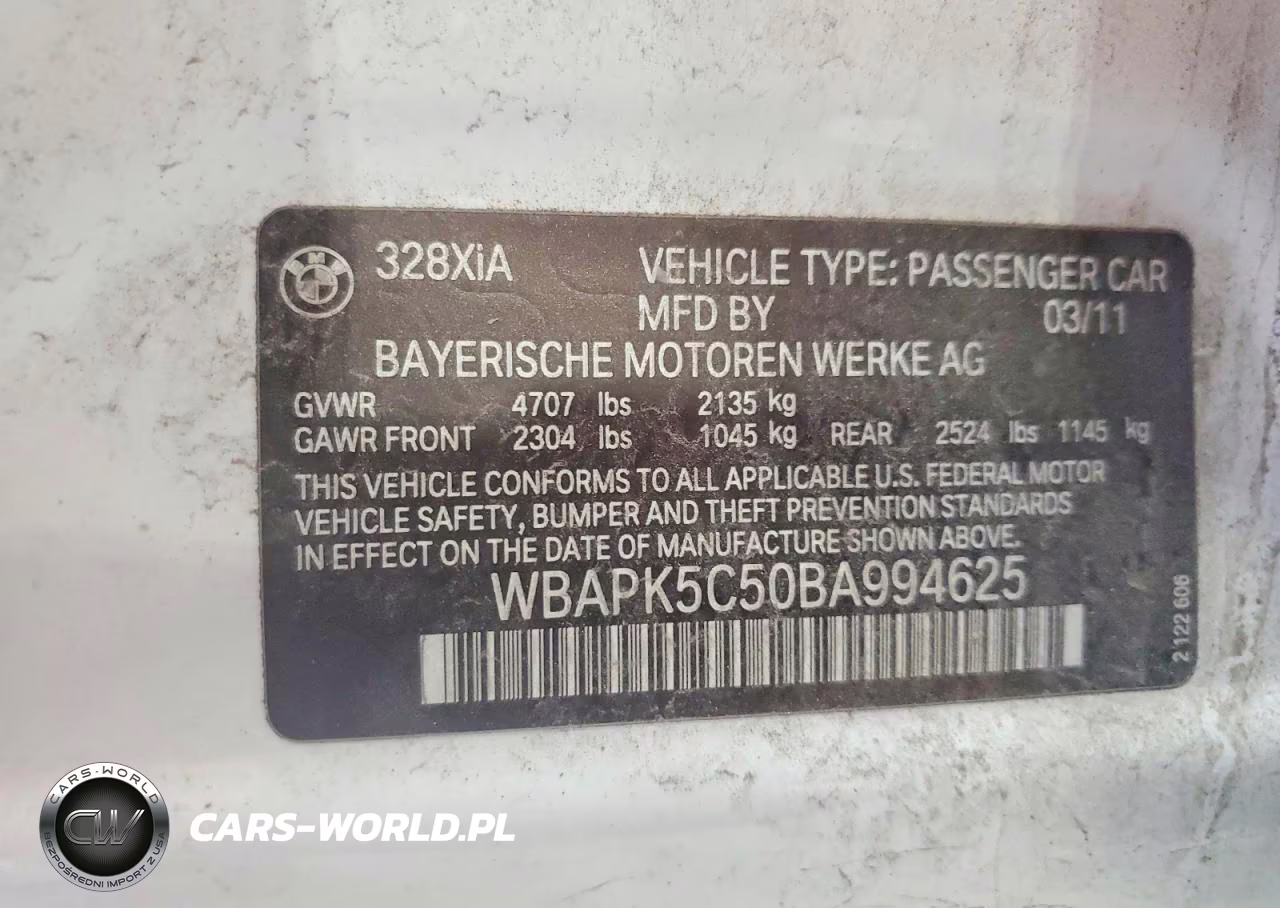 2011 BMW 328 Xi Sulev VIN:WBAPK5C50BA994625 - 12