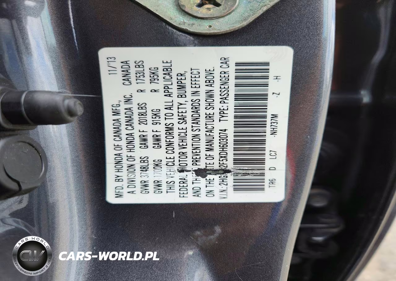2013 Honda Civic Lx VIN:2HGFB2F5XDH603074 - 12